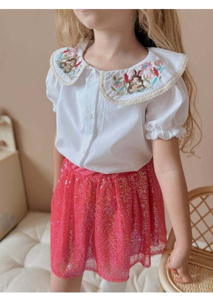 Kız Çocuk Kısa Kol Gömlekli Pullu Etekli Bayramlık Takım fiyatları