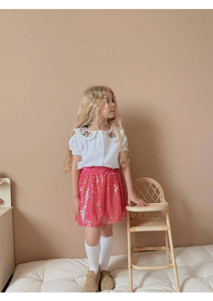 Kız Çocuk Kısa Kol Gömlekli Pullu Etekli Bayramlık Takım fırsatları