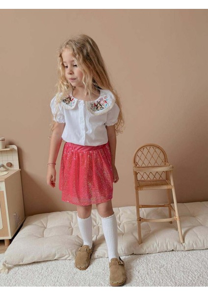 Kız Çocuk Kısa Kol Gömlekli Pullu Etekli Bayramlık Takım indirimleri