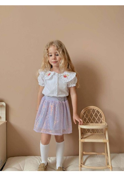 Kız Çocuk Kısa Kol Gömlekli Pullu Etekli Bayramlık Takım fırsatları