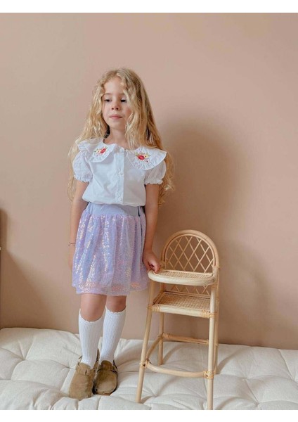 Kız Çocuk Kısa Kol Gömlekli Pullu Etekli Bayramlık Takım indirimleri