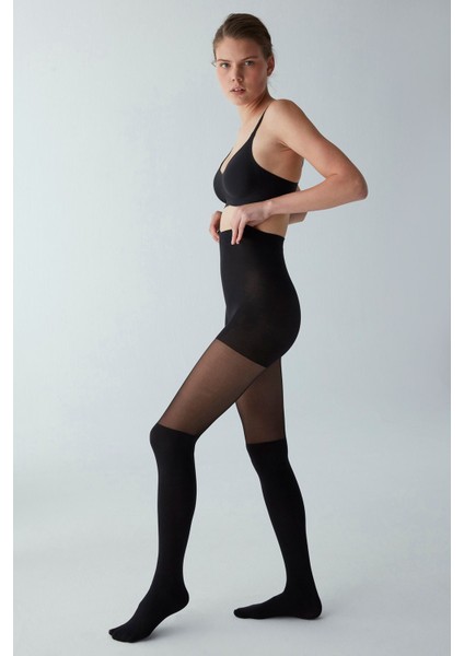 Siyah Çizme Külotlu Çorabı