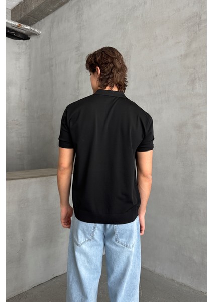 Erkek Oversize Fermuarlı Polo Yaka Triko T-Shirt indirimleri