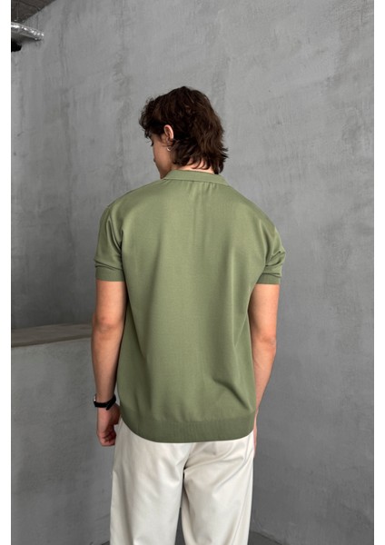 Erkek Oversize Fermuarlı Polo Yaka Triko T-Shirt indirimleri