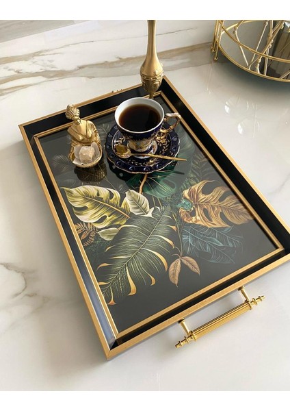 Yaprak Desenli Çay Tepsisi ,lüx Çay Tepsisi,sunum Tepsisi modelleri
