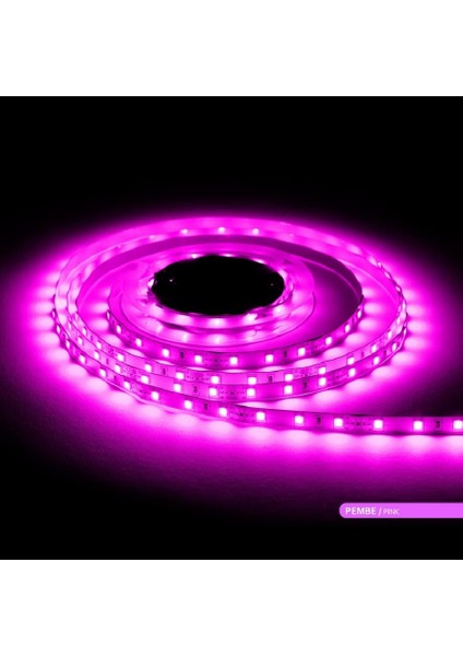 Pembe Şerit LED 10 Çipli Iç Mekan 5 Metre
