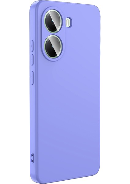 Poco X7 Pro Kılıf Lansman Içi Kadife Silikon Lila + Ekran Koruyucu