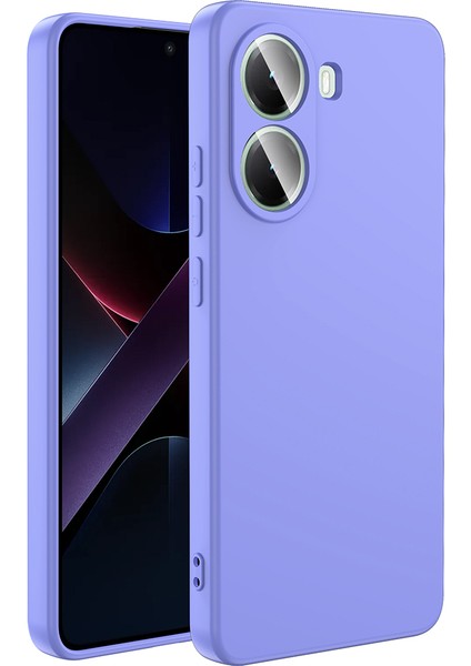 Poco X7 Pro Kılıf Lansman Içi Kadife Silikon Lila + Ekran Koruyucu