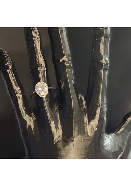 925 Ayar Gümüş Damla Zirkon Yüzük