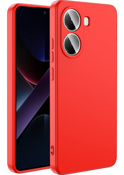 Xiaomi Poco X7 Pro Kılıf Lansman Içi Kadife Silikon Kırmızı