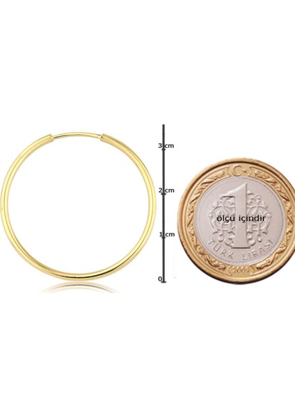Klasik 3 cm Çaplı Altın Halka Küpe modelleri