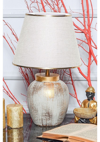 Pomme Seramik Abajur Gold Srmk-53