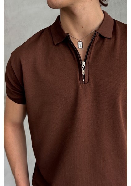 Erkek Oversize Fermuarlı Polo Yaka Triko T-Shirt fırsatları