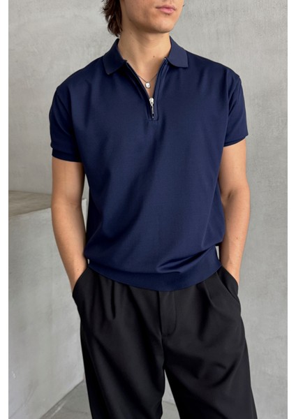 Erkek Oversize Fermuarlı Polo Yaka Triko T-Shirt fiyatları