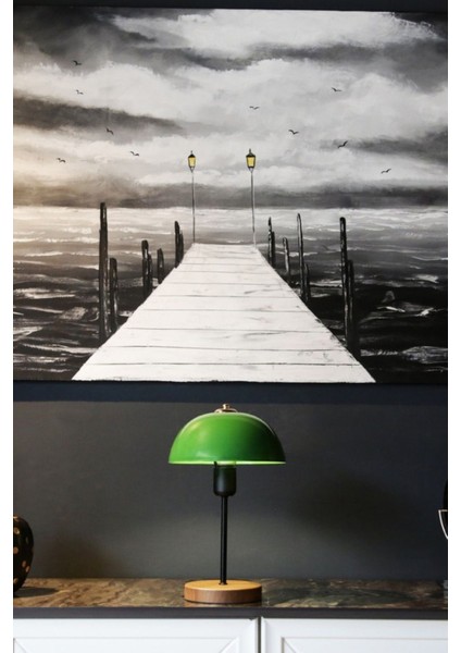 North Home Mantar Başlıklı Yeşil Metal Abajur Salon Ofis Cafe Işletme Masa Lambası modelleri