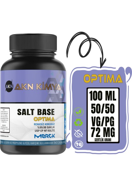 Optima Salt Base Vg Pg 50-50 72 Mg