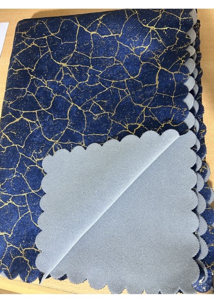 Koltuk Çekyat Örtüsü Yeni Moda Altın Varaklı Dekoratif Lacivert Zemin Süngerli Koltuk Örtüsü 1ADET