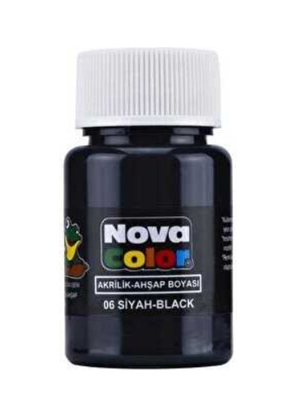 Nova Color Akrilik Boya 30 ml Siyah - 4 Adet