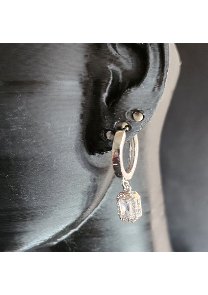 925 Ayar Gümüş Baget Sallantılı Halka Küpe