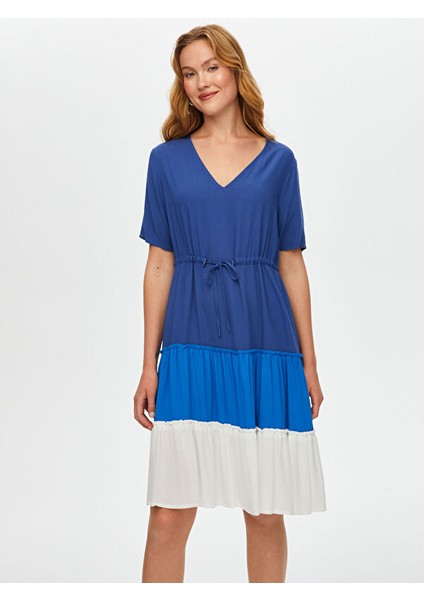 Renk Bloklu Parçalı Etekli Viskon Elbise S25ELB020 fiyatları