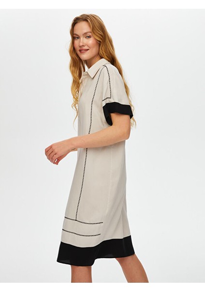 Renk Bloklu Nalkış Detaylı Ketenli Elbise S25ELB030 fiyatları