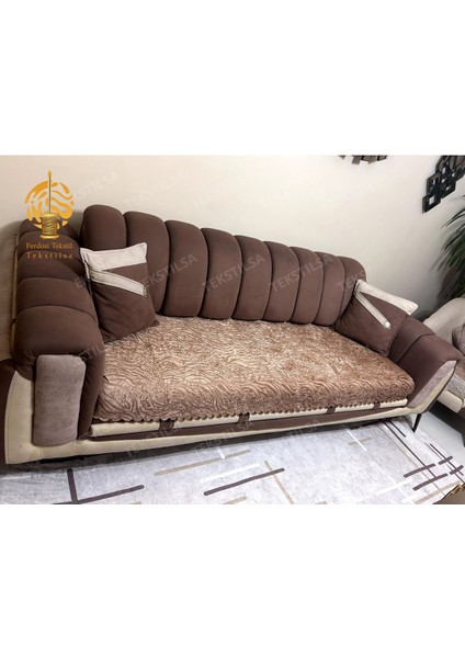 Süngerli Koltuk Örtüsü Jakarli Yeni Moda Kapiçino Rengi 1 Adet 210*170 cm modelleri