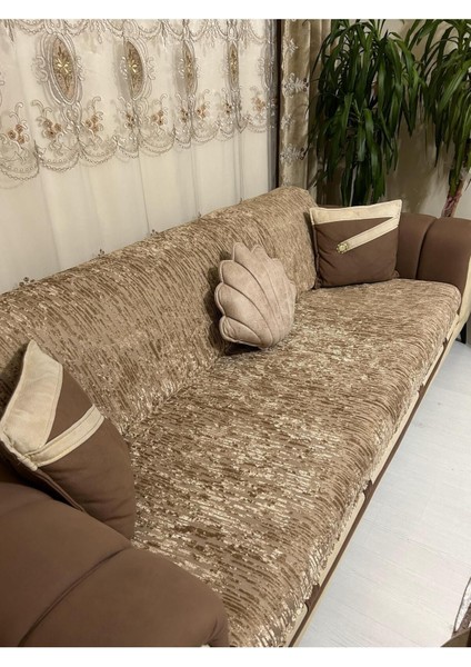 Süngerli Koltuk Örtüsü Yeni Moda Kapiçino Rengi 1ADET 210*170 cm Kaydırmaz ve Kırışmaz Tasarım