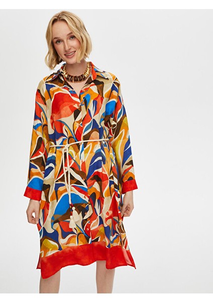 Eteği Sulu Kemer Detaylı Viskon Gömlek Elbise S25ELB031 fiyatları