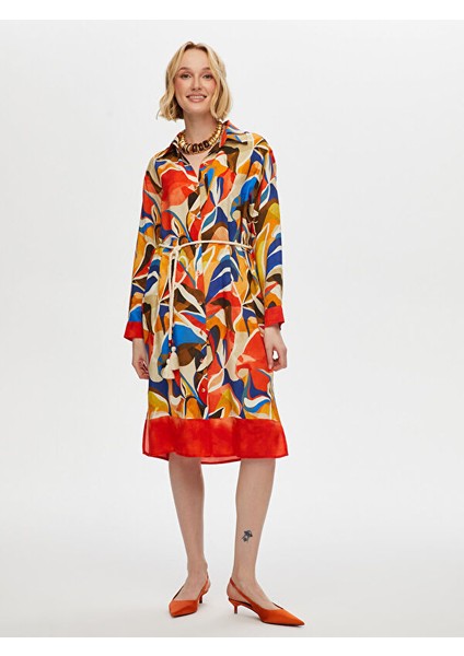 Eteği Sulu Kemer Detaylı Viskon Gömlek Elbise S25ELB031 modelleri