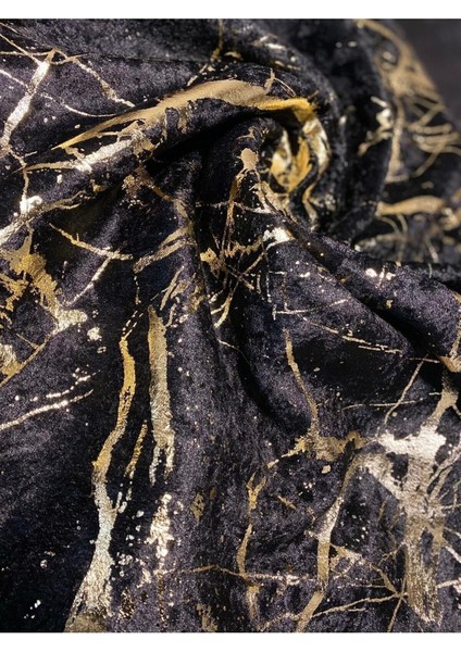 Koltuk Çekyat Örtüsü Yeni Moda Altın Varaklı Dekoratif Siyah Zemin Süngerli Koltuk Örtüsü