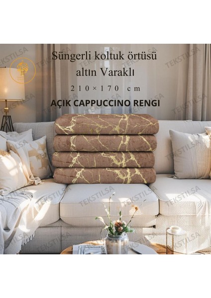 Koltuk Çekyat Örtüsü Yeni Moda Altın Varaklı Dekoratif Sütlükahve Zemin Süngerli Koltuk Örtüsü 1ADET fiyatları