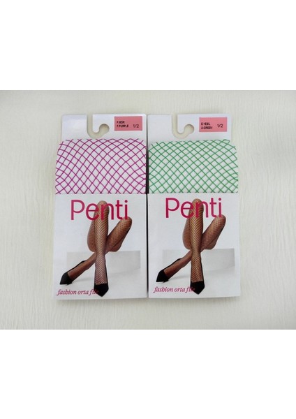 Orta File Renkli Külotlu Çorap 2'li