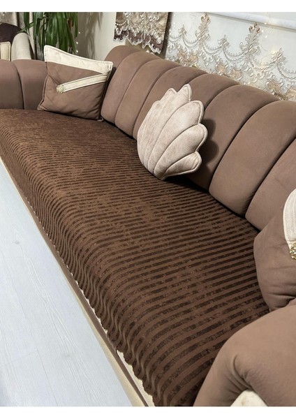 Süngerli Koltuk Örtüsü Yeni Moda Çizgili Kahverengi RENGI 1ADET 210*170 cm modelleri