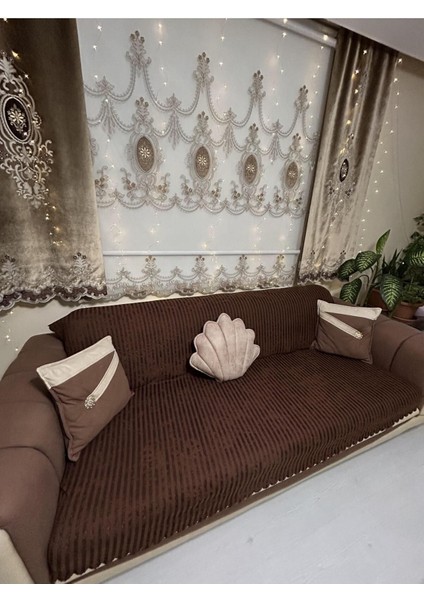 Süngerli Koltuk Örtüsü Yeni Moda Çizgili Kahverengi RENGI 1ADET 210*170 cm indirimleri