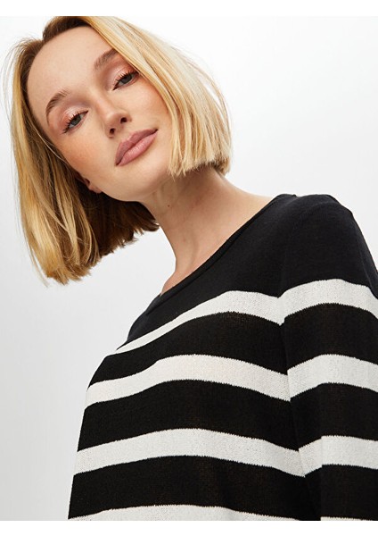 Çizgili Triko Görünümlü Uzun Kol T-Shirt S25TSH055 fırsatları