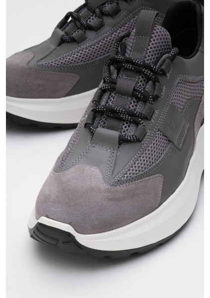 Erkek Kalın Taban Bağcıklı Sneaker Deri Mc 21525 Gri modelleri