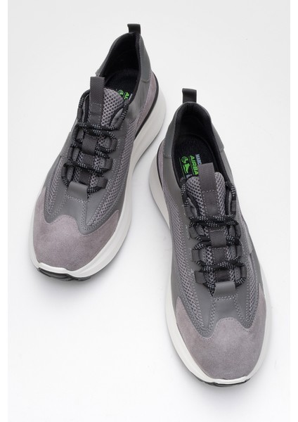 Erkek Kalın Taban Bağcıklı Sneaker Deri Mc 21525 Gri indirimleri