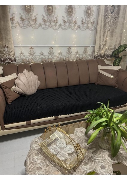 Süngerli Koltuk Örtüsü Yeni Moda Çizgili Siyah RENGI 1ADET 210*170 cm indirimleri