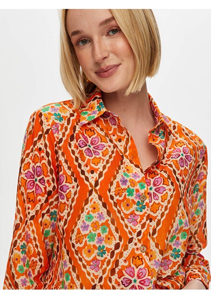 Eteği Sulu Çiçek Desen Pamuk Vual Gömlek S25GML052 fırsatları