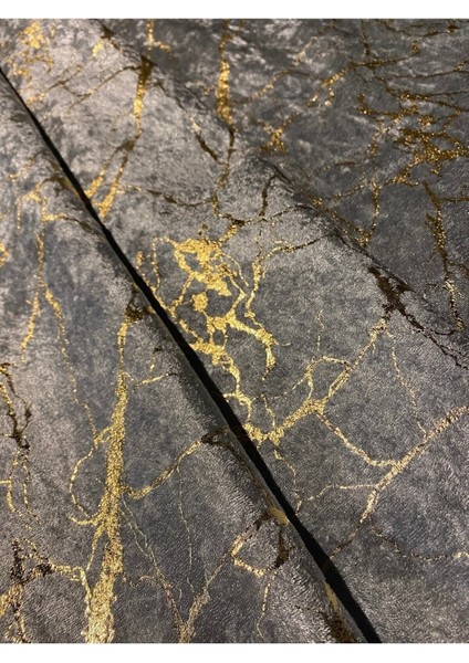 Gri Kadife Koltuk Çekyat Örtüsü Altın Varaklı Modern Tasarım 1 ADET fiyatları