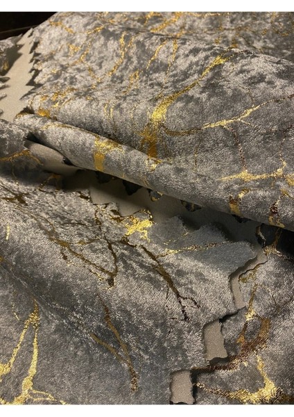 Gri Kadife Koltuk Çekyat Örtüsü Altın Varaklı Modern Tasarım 1 ADET modelleri