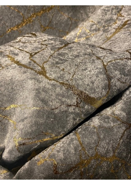 Gri Kadife Koltuk Çekyat Örtüsü Altın Varaklı Modern Tasarım 1 ADET fırsatları