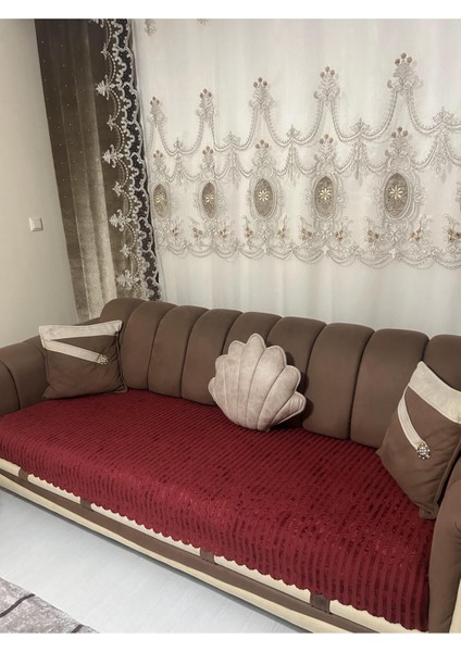 Süngerli Koltuk Örtüsü Yeni Moda Çizgili Bordo RENGI 1ADET 210*170 cm modelleri