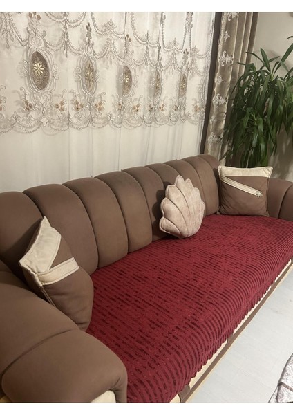 Süngerli Koltuk Örtüsü Yeni Moda Çizgili Bordo RENGI 1ADET 210*170 cm fırsatları