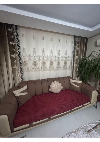 Süngerli Koltuk Örtüsü Yeni Moda Çizgili Bordo RENGI 1ADET 210*170 cm indirimleri