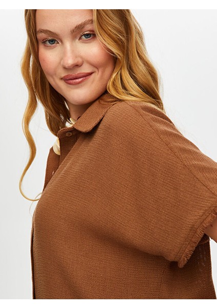 Püskül Şerit Detaylı Kısa Kol Dokulu Kumaştan Gömlek S25GML037 fırsatları