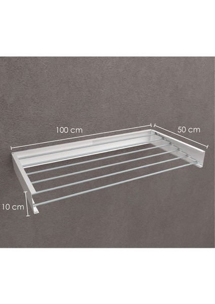 Kurutmalık Çamaşır Askısı - Duvara Monte Çamaşırlık - (BEYAZ-100CM)