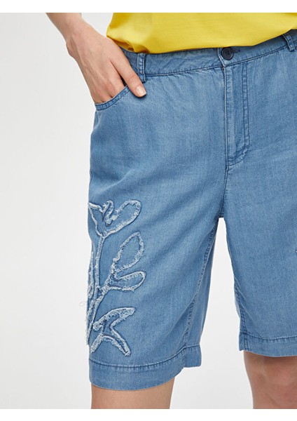 Çiçek Patch Detaylı Tenselli Jean Şort S25JST004 fırsatları