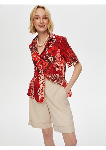 Çiçek Desen Kısa Kol Pamuk Vual Gömlek S25GML060 fiyatları