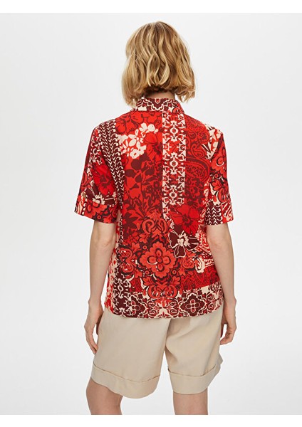 Çiçek Desen Kısa Kol Pamuk Vual Gömlek S25GML060 fırsatları